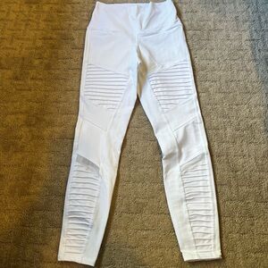Alo White High-Waist Moto Legging
